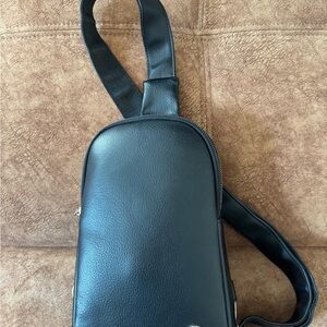 Black Leather Sling Bag